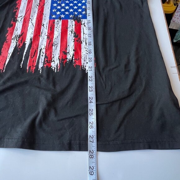 Roshop Black Oversized V-Neck T-Shirt w/ Distressed American Flag Womens Size XL - Picture 8 of 8